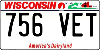 WI license plate 756VET