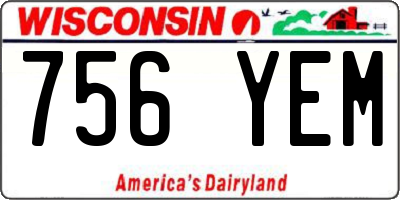 WI license plate 756YEM