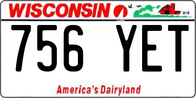 WI license plate 756YET
