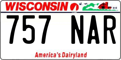 WI license plate 757NAR