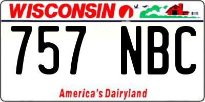 WI license plate 757NBC