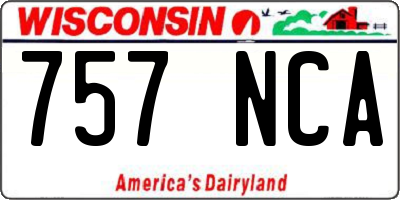WI license plate 757NCA