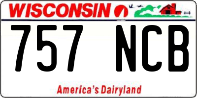WI license plate 757NCB