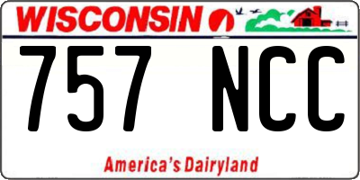 WI license plate 757NCC