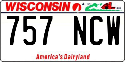 WI license plate 757NCW