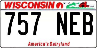 WI license plate 757NEB