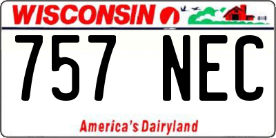 WI license plate 757NEC