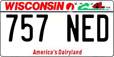 WI license plate 757NED