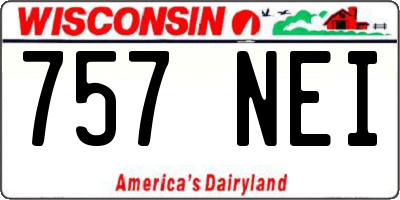 WI license plate 757NEI