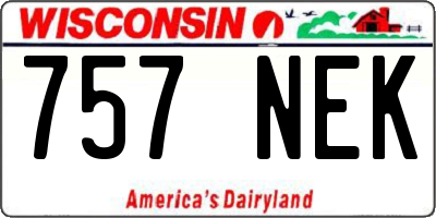 WI license plate 757NEK