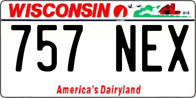 WI license plate 757NEX