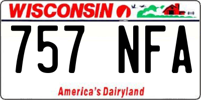 WI license plate 757NFA