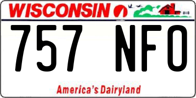 WI license plate 757NFO