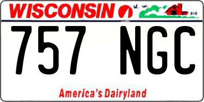 WI license plate 757NGC