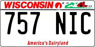 WI license plate 757NIC