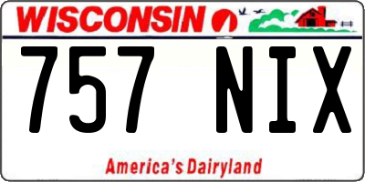WI license plate 757NIX