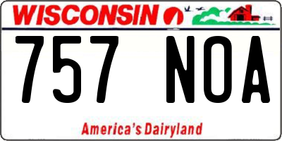 WI license plate 757NOA