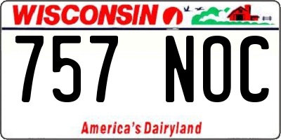 WI license plate 757NOC