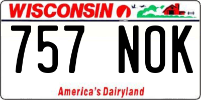 WI license plate 757NOK