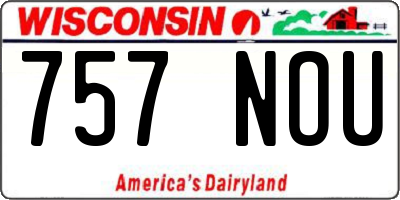 WI license plate 757NOU