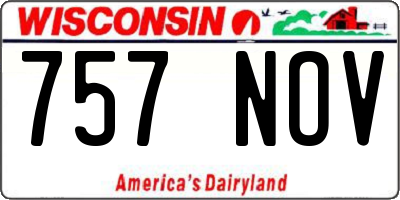 WI license plate 757NOV