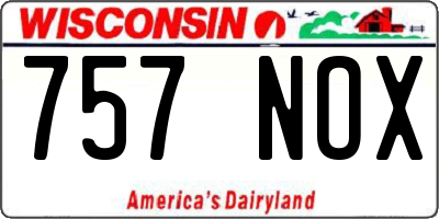 WI license plate 757NOX