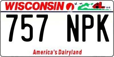 WI license plate 757NPK