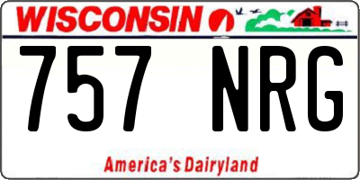 WI license plate 757NRG