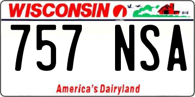 WI license plate 757NSA