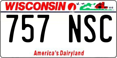 WI license plate 757NSC
