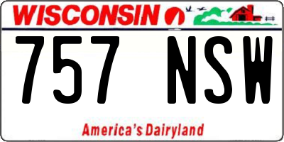 WI license plate 757NSW