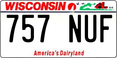WI license plate 757NUF