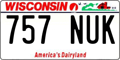 WI license plate 757NUK