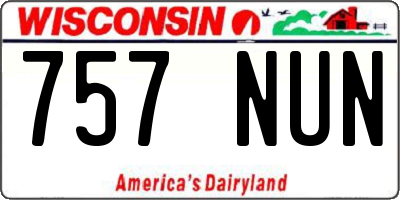 WI license plate 757NUN