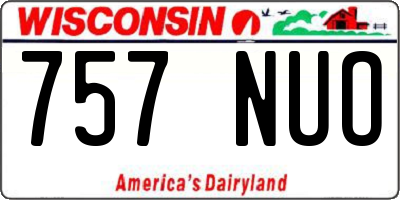 WI license plate 757NUO