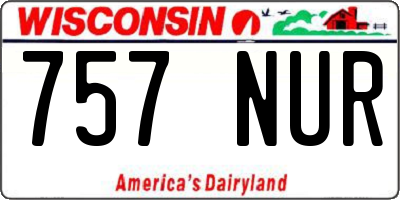 WI license plate 757NUR