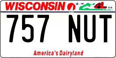 WI license plate 757NUT