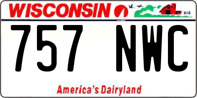 WI license plate 757NWC