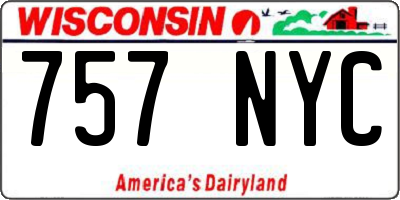WI license plate 757NYC