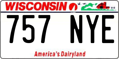 WI license plate 757NYE