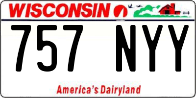 WI license plate 757NYY