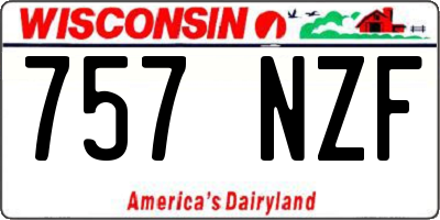 WI license plate 757NZF