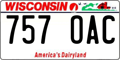 WI license plate 757OAC