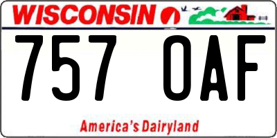WI license plate 757OAF