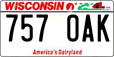WI license plate 757OAK