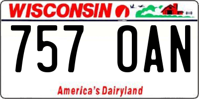 WI license plate 757OAN