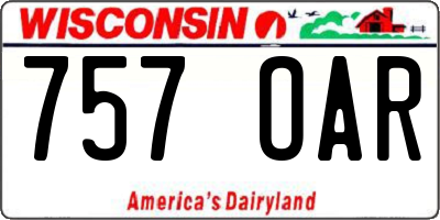 WI license plate 757OAR