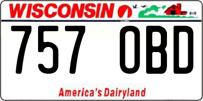 WI license plate 757OBD