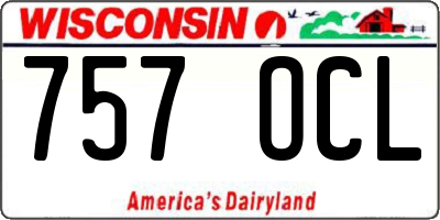 WI license plate 757OCL