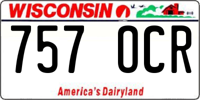 WI license plate 757OCR